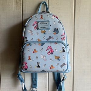 Disney Cats Kittens and Milk light blue metal tag Loungefly mini backpack bag